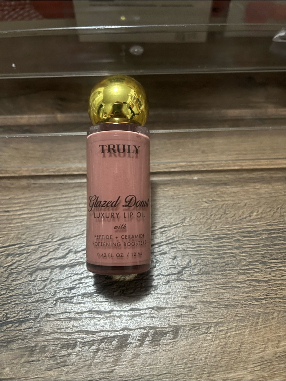 TRULY Glazed Donut Luxury Lip Oil — Rose Gold Cap, Soft Pink Oil
